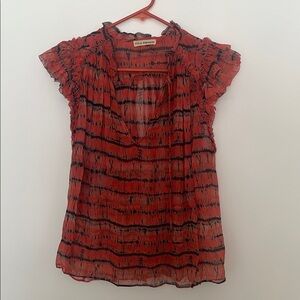 Ulla Johnson Red and Black Striped Blouse